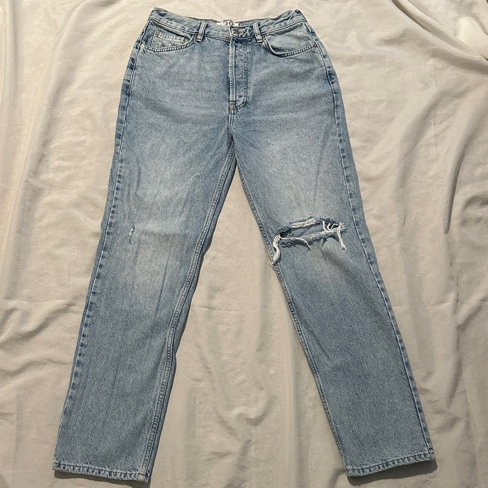We The Free High Rise Light Wash Button Fly Jeans Sz 28